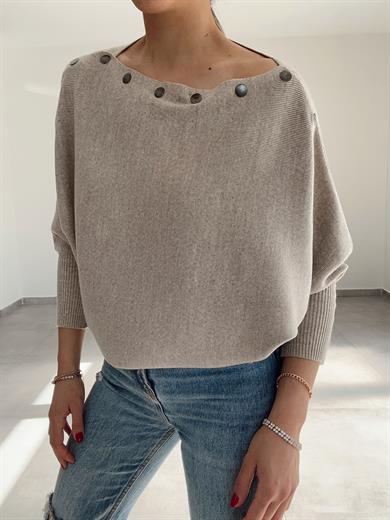 Bej Yarasa Kol Triko Kazak