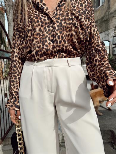 Cenna Taş Yüksek Bel Premium Pileli Palazzo Pantolon