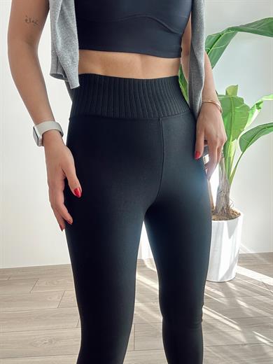 Beli Korse Detaylı Toparlayıcı Siyah Çelik Tayt