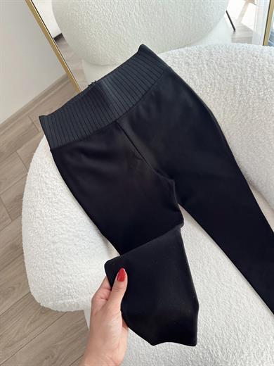 Beli Korse Detaylı Toparlayıcı Siyah Çelik Tayt