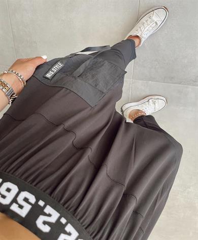 Beli Yazılı Tasarım Siyah Şalvar