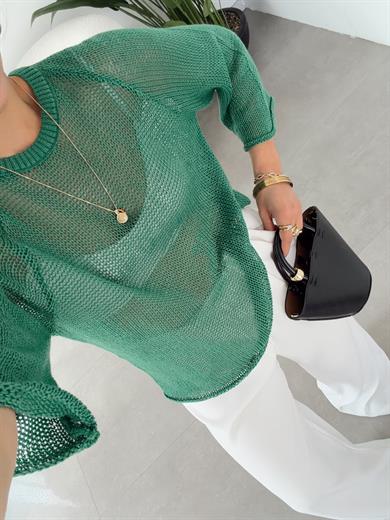 Benetton File Örgü Oversize Triko Bluz