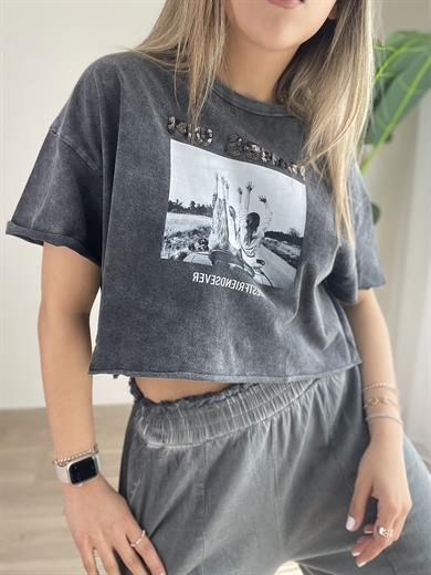 Bestfriend Yıkamalı Kısa Tişört
