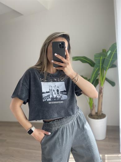 Bestfriend Yıkamalı Kısa Tişört