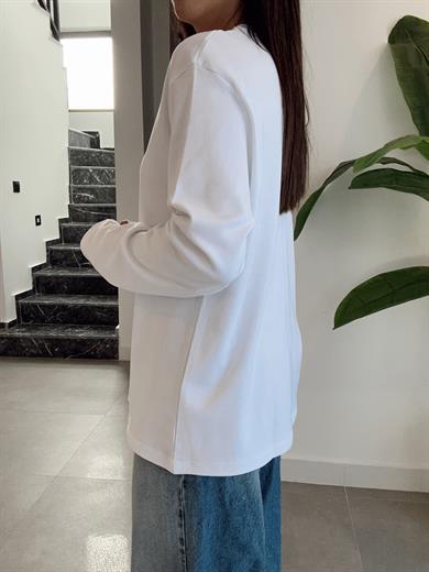 Beyaz Ayıcık Nakışlı Tişört