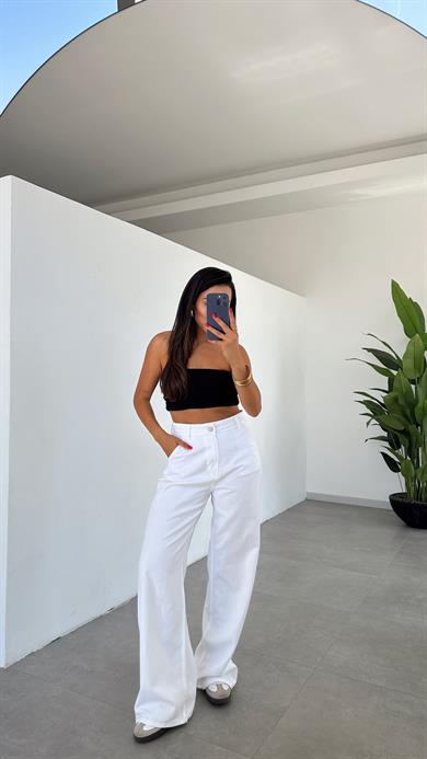 Beyaz Baggy Pantolon