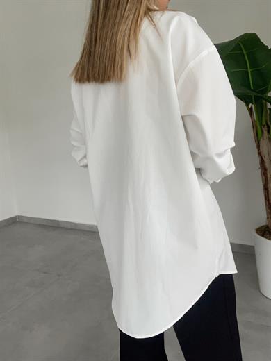 Beyaz Baskılı Gömlek