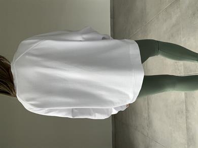 Beyaz Bisiklet Yaka Sweatshirt