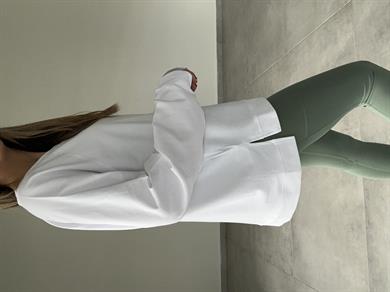 Beyaz Bisiklet Yaka Sweatshirt