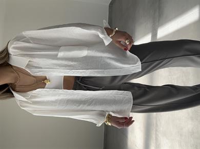 Beyaz Düşük Omuz Gömlek