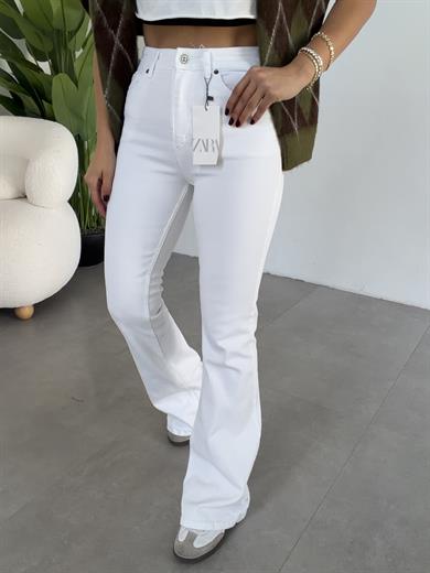 Beyaz İspanyol Paça Jean