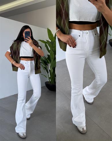 Beyaz İspanyol Paça Jean