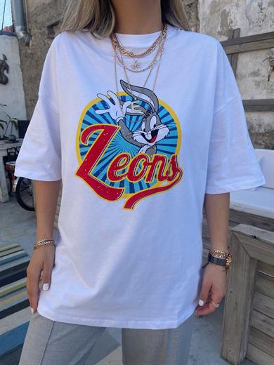 Beyaz Karakter Baskılı Tişört