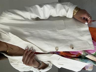 Beyaz Keten Blazer Ceket