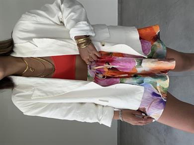 Beyaz Keten Blazer Ceket