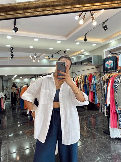 Beyaz Keten Gömlek Mg