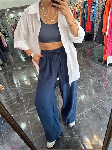 Beyaz Keten Gömlek Mg