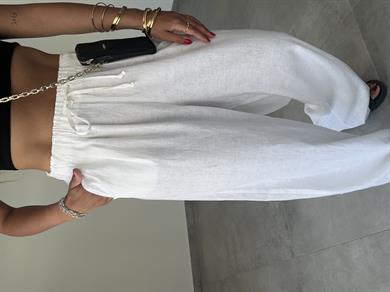 Beyaz Keten Pantolon