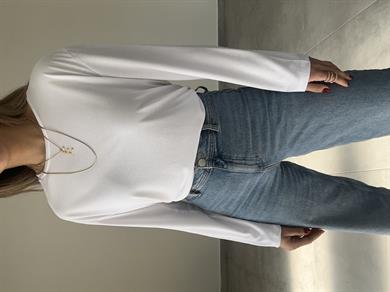 Beyaz Modal Kumaş Uzun Kol Basic