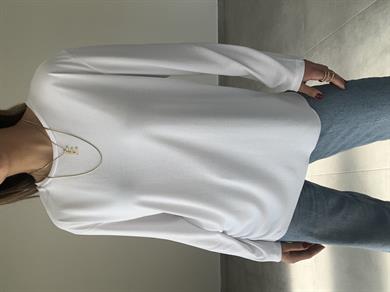 Beyaz Modal Kumaş Uzun Kol Basic