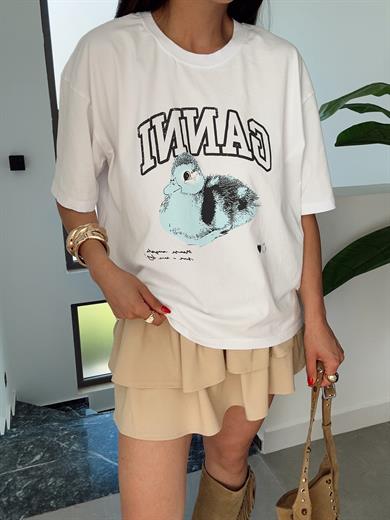 Beyaz Ördek Baskılı Tişört