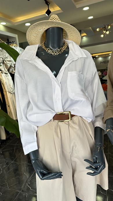 Beyaz Oversize Gömlek