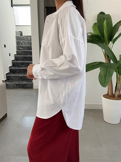 Beyaz Oversize Poplin Gömlek