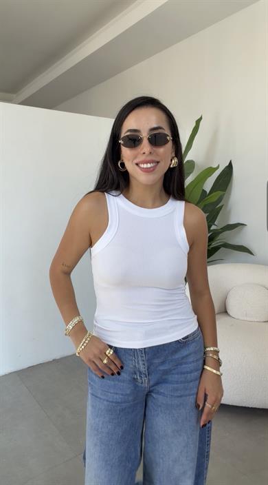 Beyaz Sırt Açık Kaşkorse Atlet