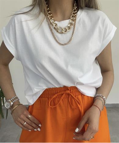 Beyaz T Kol Tişört