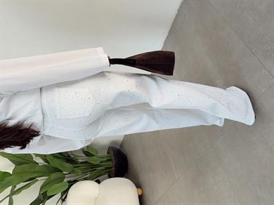 Beyaz Taşlı Wideleg Jean