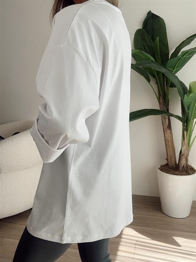 Beyaz Uzun Kol Oversize Basic