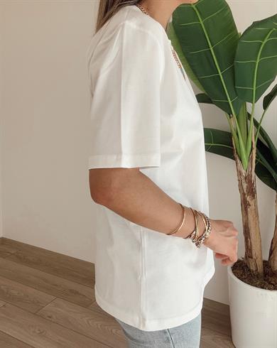 Bisiklet Yaka Ekru Tişört