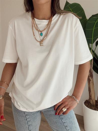 Bisiklet Yaka Ekru Tişört