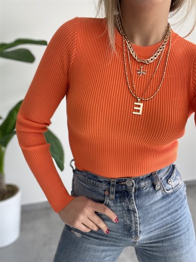 Bisiklet Yaka Fitilli Triko Kazak