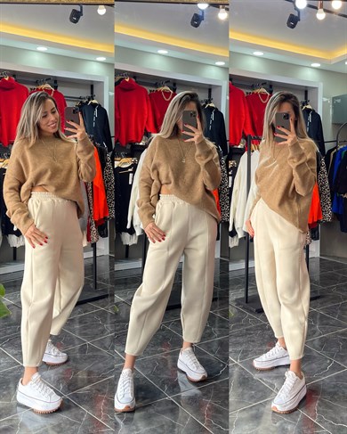 Bisiklet Yaka Salaş Camel  Kazak