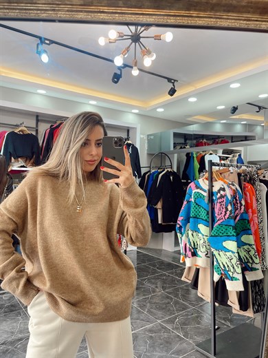 Bisiklet Yaka Salaş Camel  Kazak