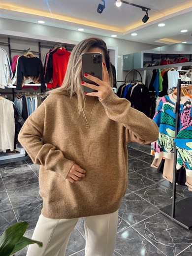 Bisiklet Yaka Salaş Camel  Kazak