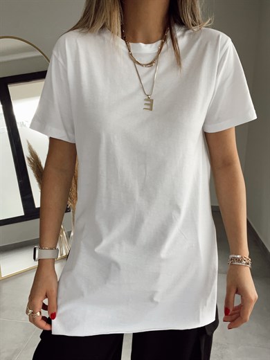 Bisiklet Yaka Yanları Yırtmaçlı Tshirt
