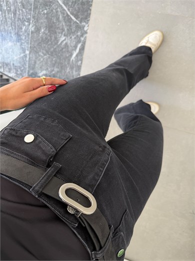 Black Kemerli Flare Jean