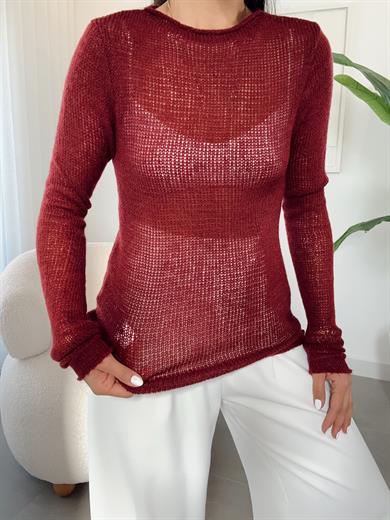 Bordo Ajurlu Triko Kazak