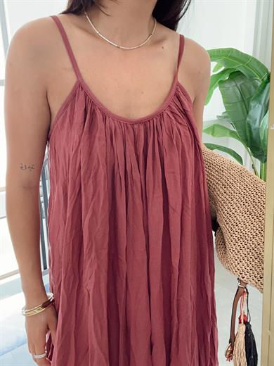 Bordo Askılı Elbise