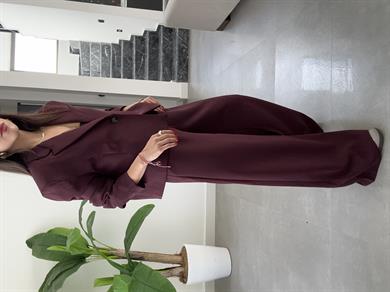 Bordo Ceket-Pantolon Takım