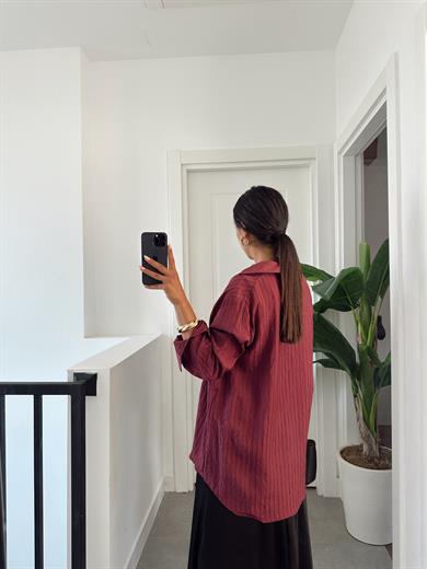 Bordo Çift Bağlamalı Pareo Gömlek