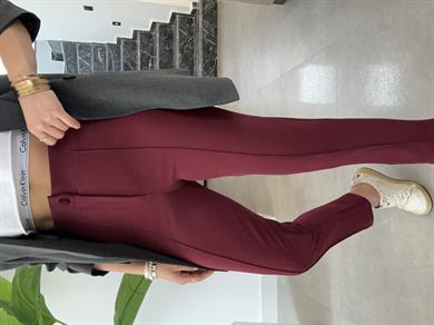 Bordo Çimalı Dar Paça Pantolon