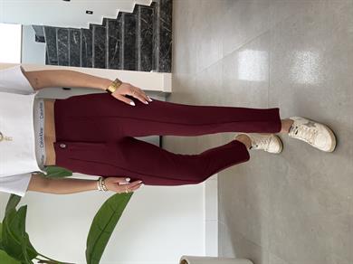 Bordo Çimalı Dar Paça Pantolon