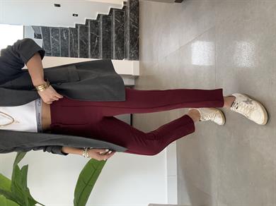 Bordo Çimalı Dar Paça Pantolon