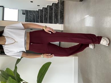 Bordo Çimalı Palazzo Pantolon