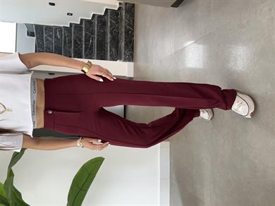 Bordo Çimalı Palazzo Pantolon