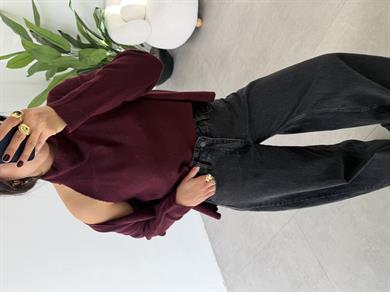 Bordo İçinden Body Detaylı Hırka