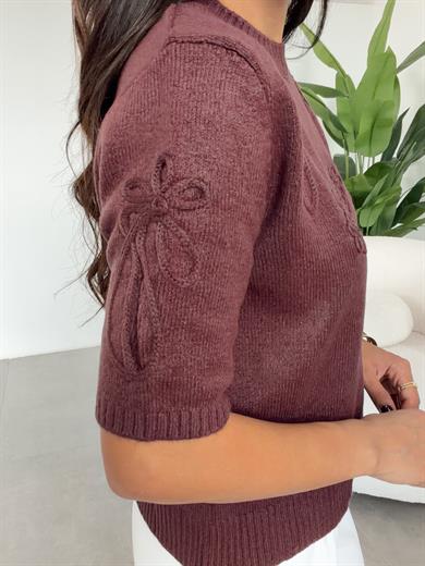 Bordo Kısa Kol Suzene Kazak